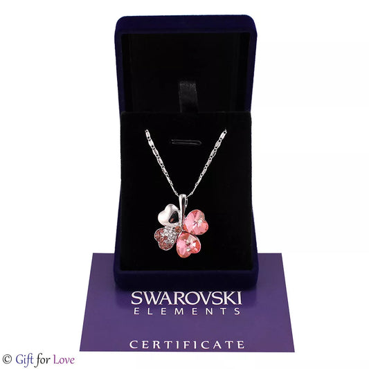 Collana donna argento cristalli quadrifoglio