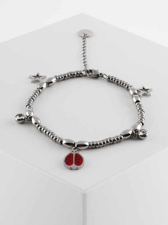 Bracciale con ciondolo a coccinella rossa