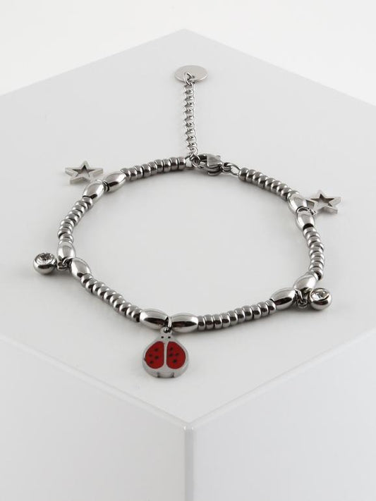 Bracciale con ciondolo a coccinella rossa