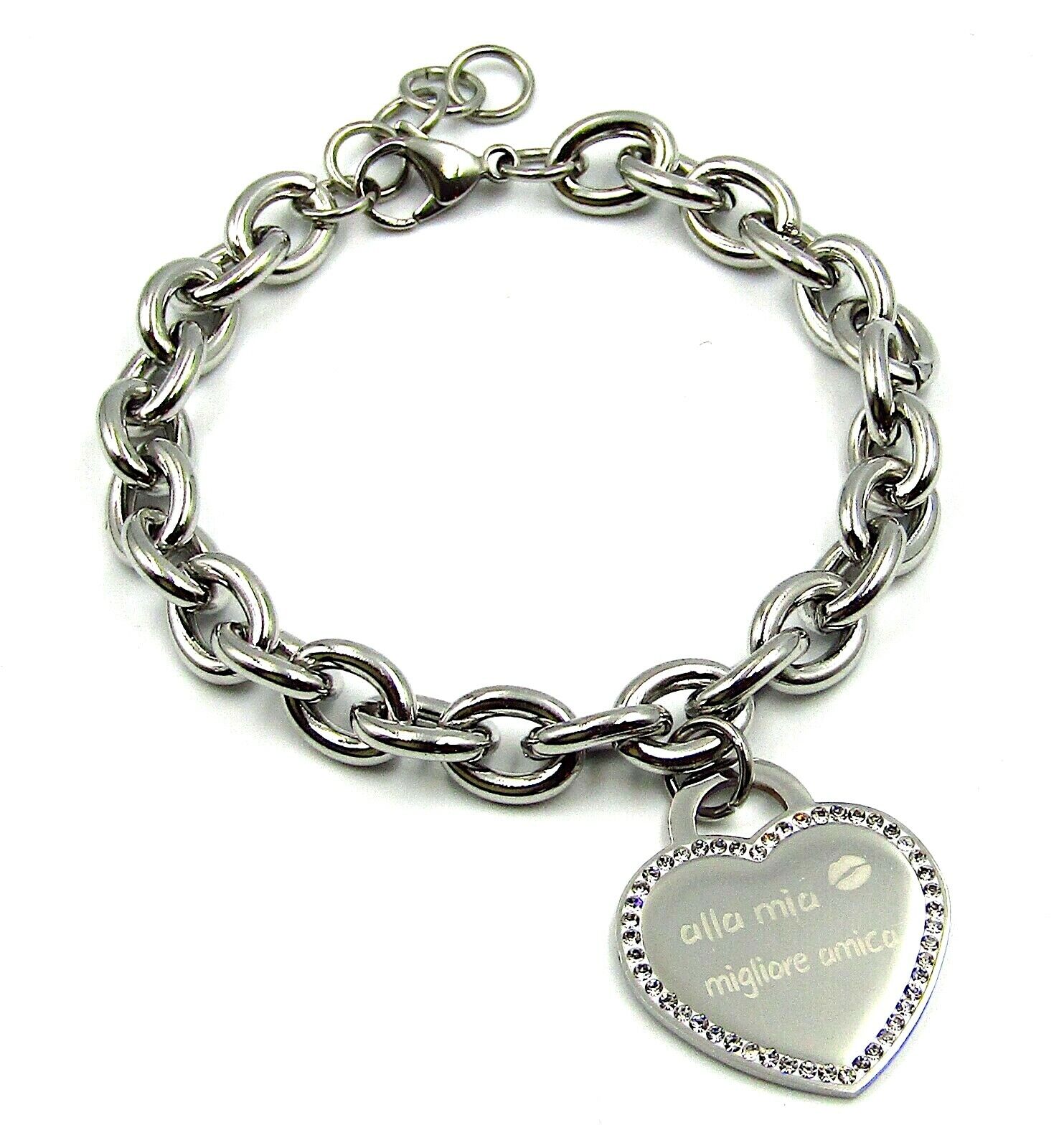 Bracciali da donna a catena cuore scritta