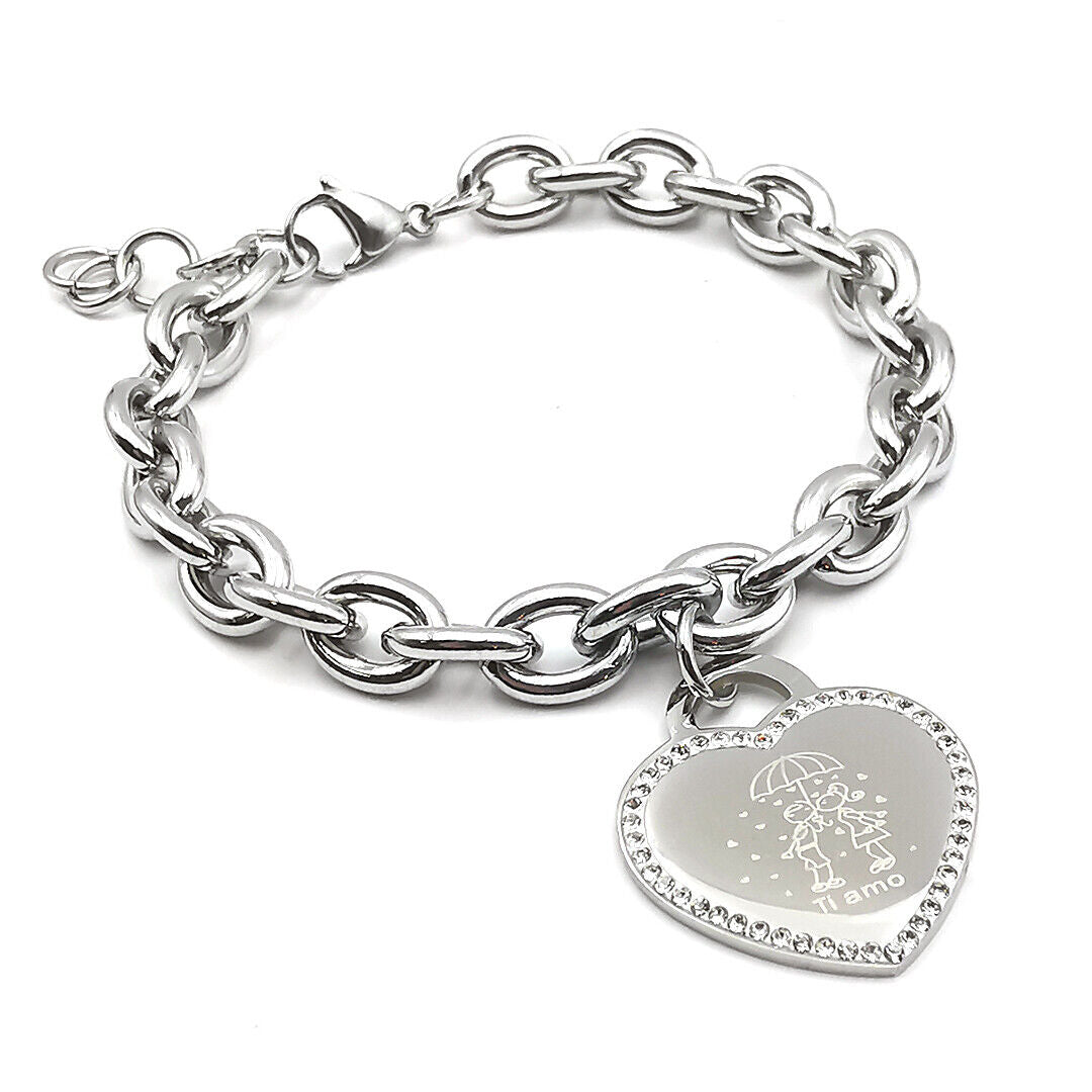 Bracciali da donna a catena cuore scritta