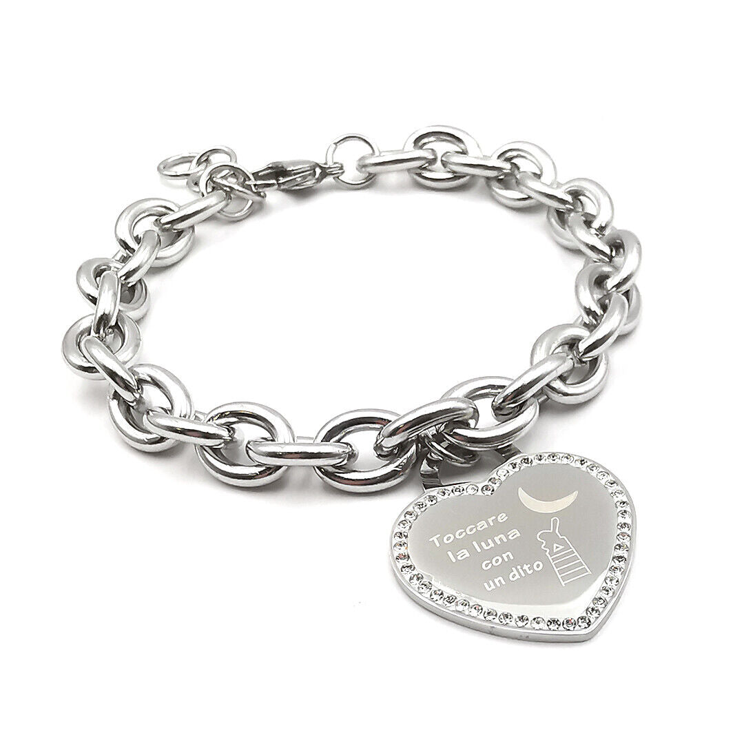 Bracciali da donna a catena cuore scritta