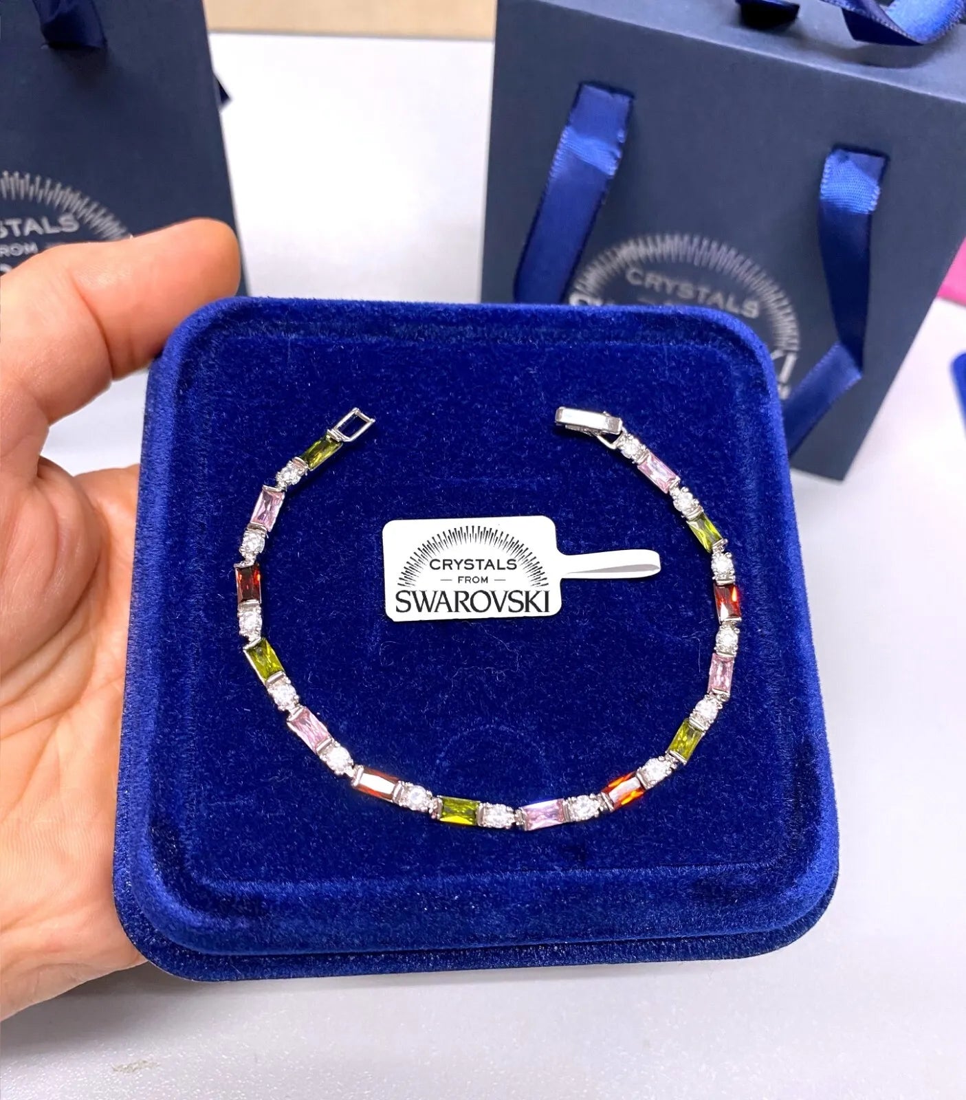 Bracciale Tennis oro Bianco con Cristalli