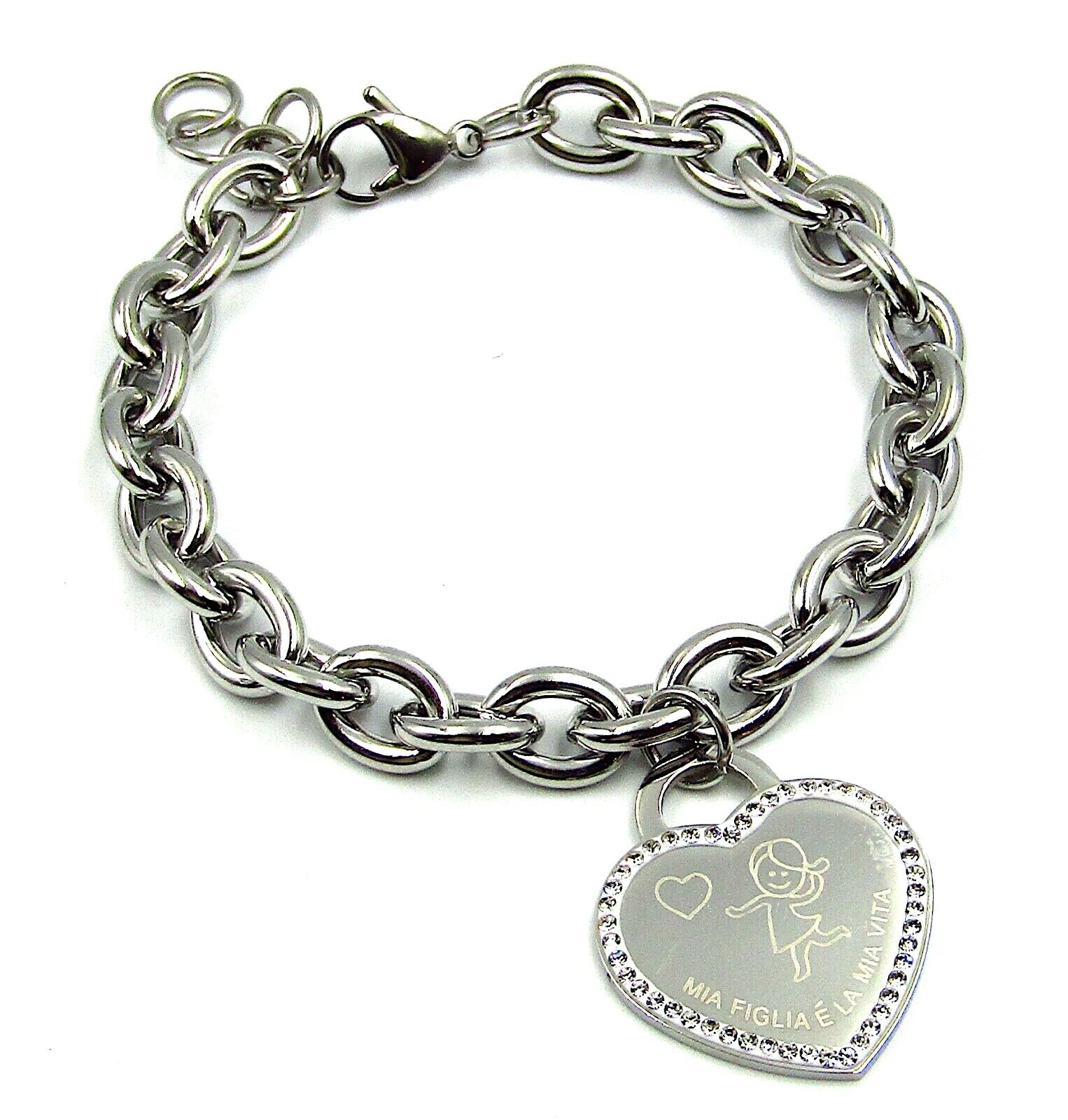 Bracciali da donna a catena cuore scritta