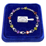 Bracciale Tennis Cuore Multicolor oro Bianco con Cristalli Swarovski