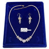 Parure Tennis Collana Fiori Orecchini pl. oro Giallo con Cristalli Swarovski