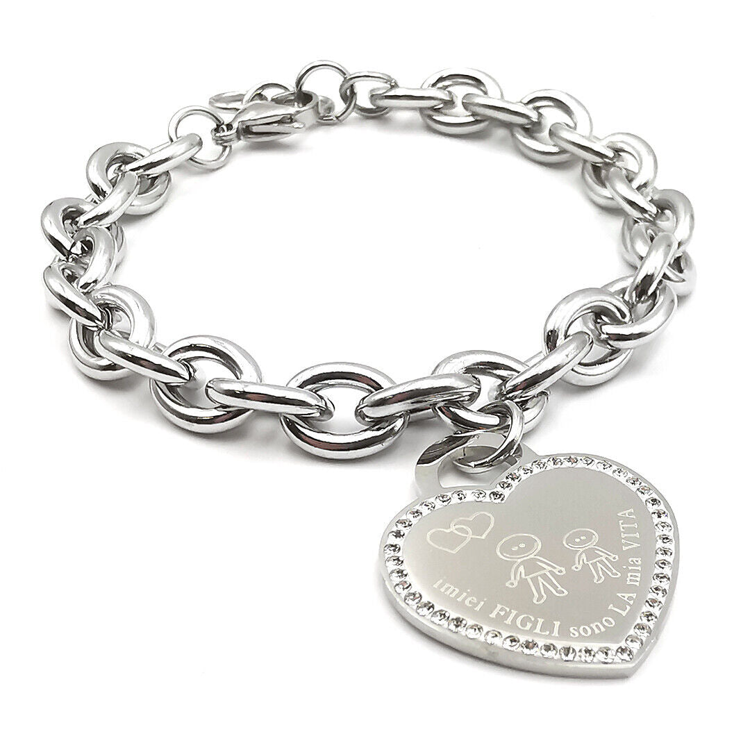 Bracciali da donna a catena cuore scritta