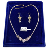 Parure Tennis Collana Fiori Orecchini pl. oro Giallo con Cristalli Swarovski