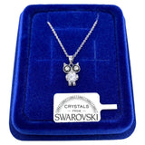 Collana Gufo Piccolo oro Bianco Girocollo con Cristalli Swarovski
