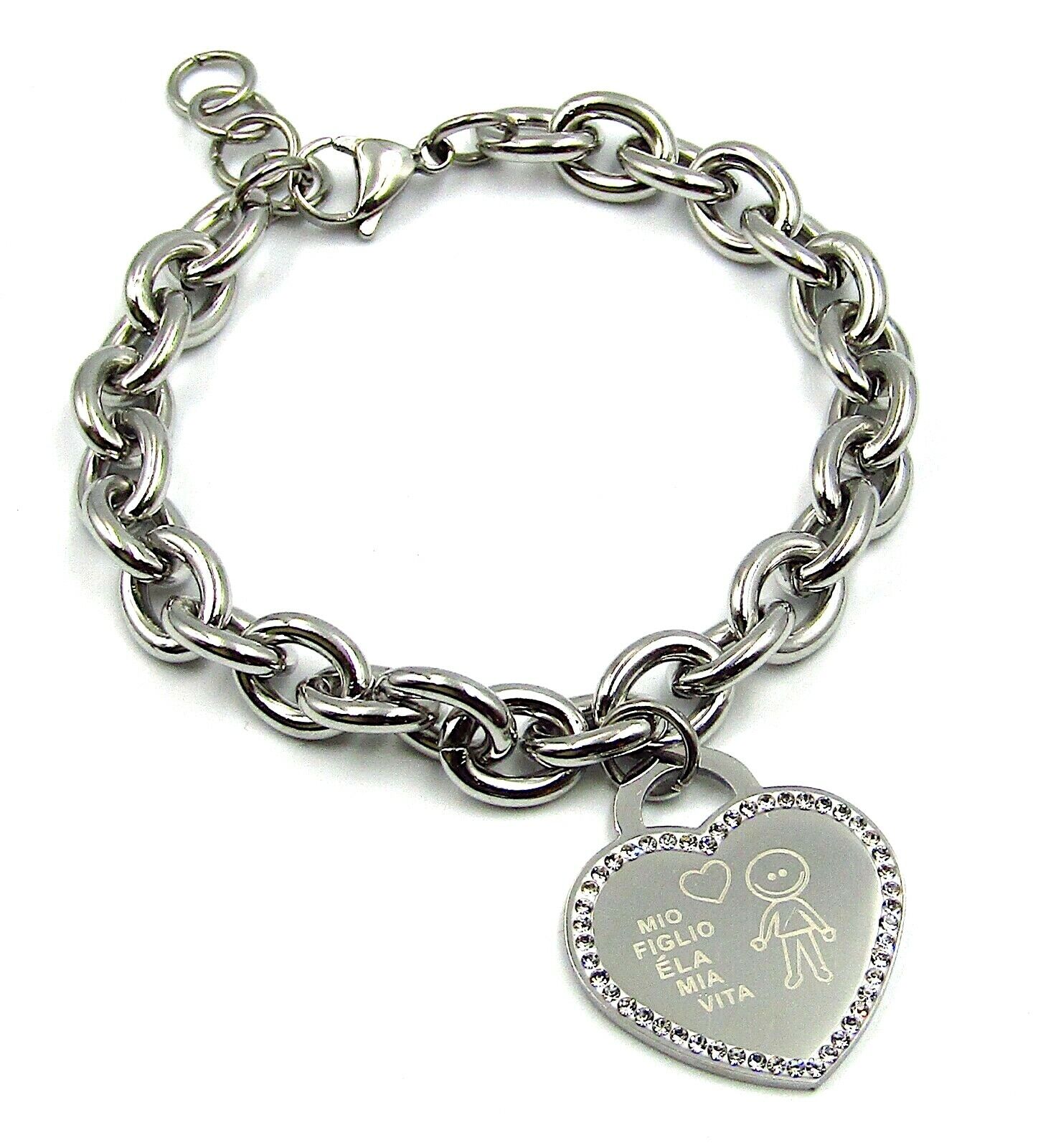 Bracciali da donna a catena cuore scritta