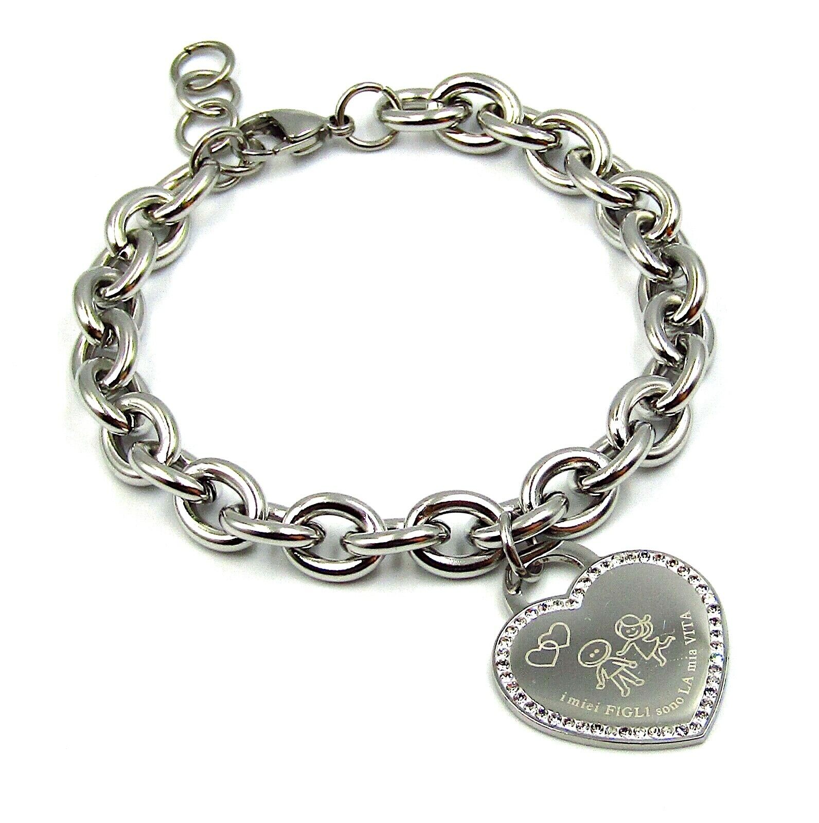 Bracciali da donna a catena cuore scritta