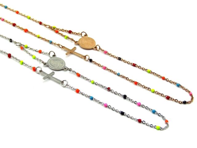 Collana rosario donna girocollo multicolore