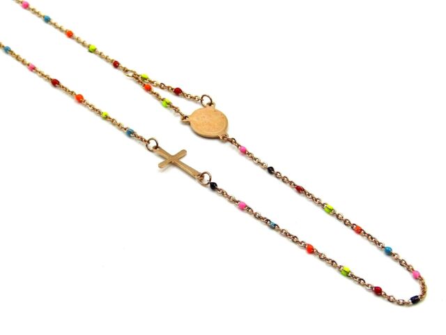 Collana rosario donna girocollo multicolore