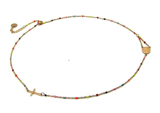 Collana rosario donna girocollo multicolore