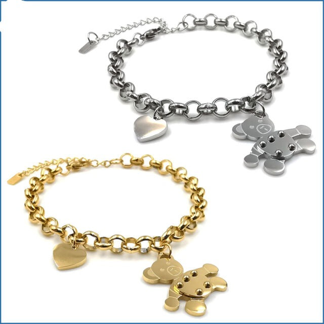 Bracciale da donna braccialetto con cuore orso orsetto