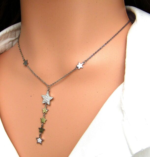 Collana da donna girocollo con stelle stelline catena